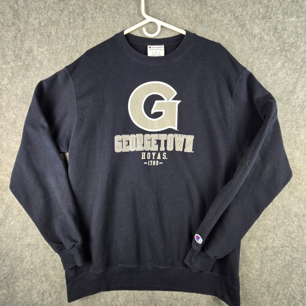 Champion Georgetown Hoyas Mens Large Navy Blue Regular Fit Collegiate Sweatshirt